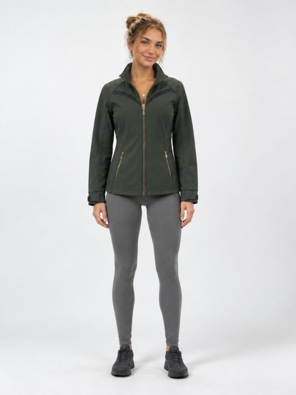 Bebe Sport Olive Green Fitted Logo Jacket with thumb holes S